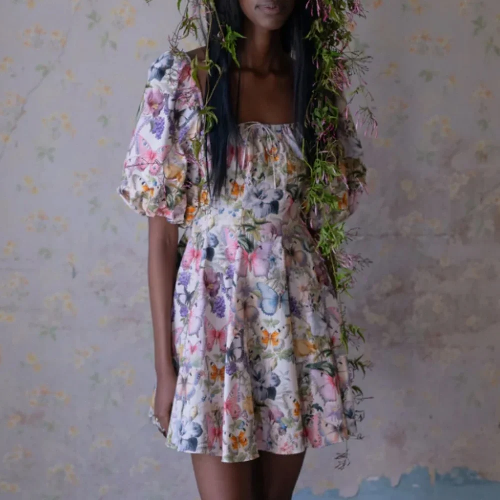 NEW Selkie The Cotton Mini Day Dress - Butterfly Botanics Print - Picture 12 of 13